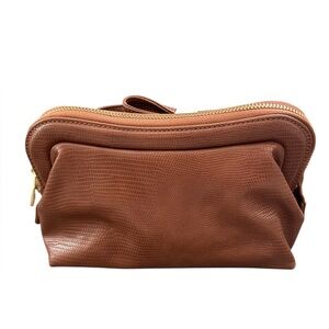 Jules Kae Mari Brown Vegan Leather with Gold Hardware Clutch Crossbody Bag